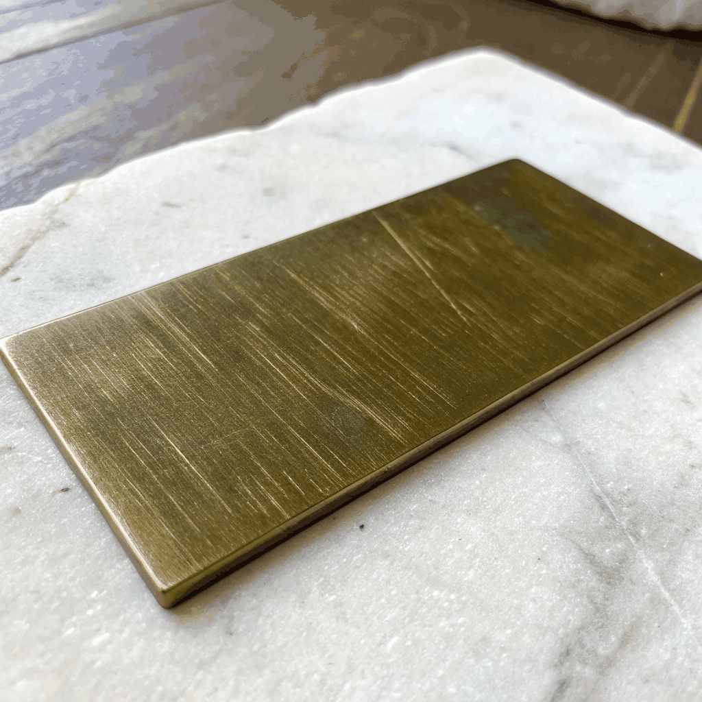 Texture study of hand-patinated brass