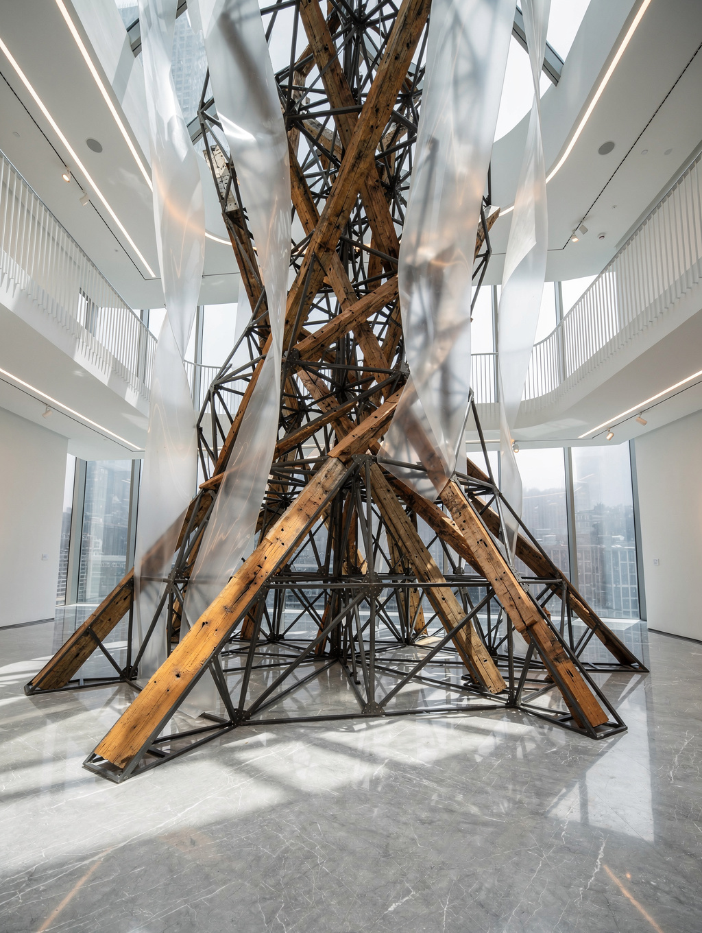 Sun-ray light installation in gallery